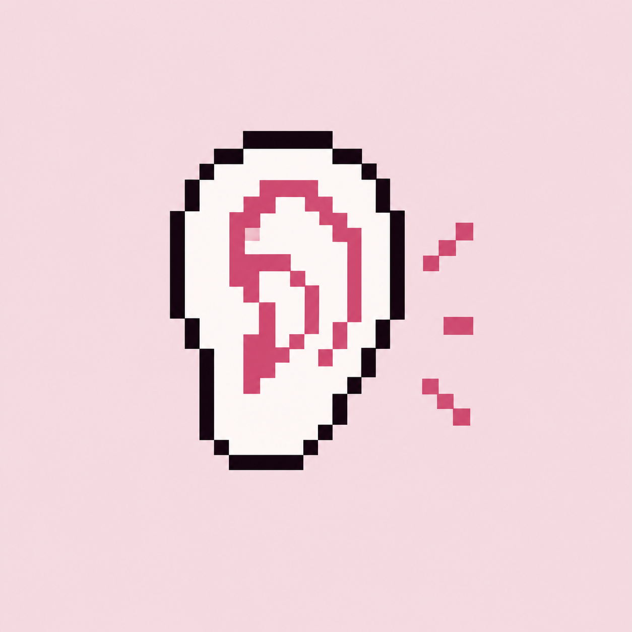 Pixel art ear with sound marks